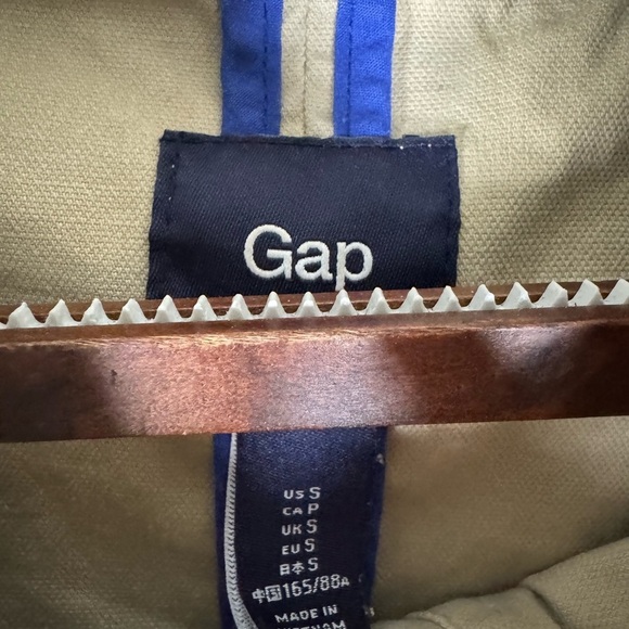 GAP Vintage Y2K Khaki Trench Coat Carmel Tan Button Zipper Combo Womens Small - Picture 4 of 9